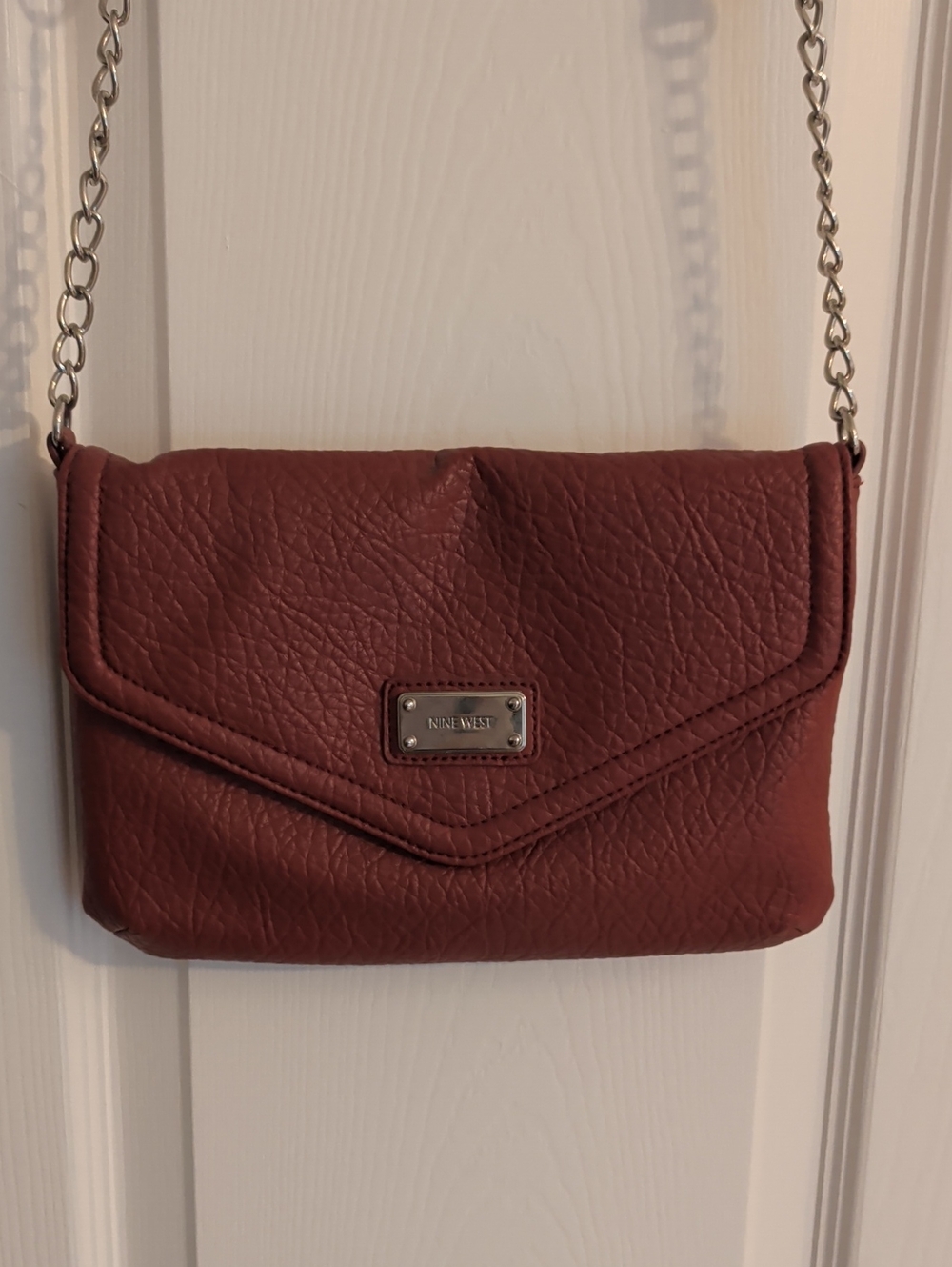 Nine West Wine-Red Chain Strap Crossbody Bag